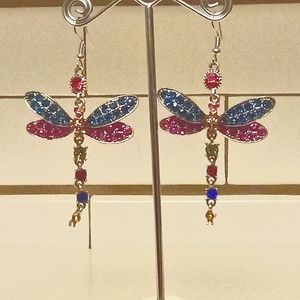Rhinestone dangling dragonfly